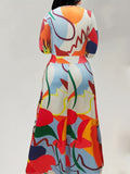 Women's Colorful Graphic Print Round Neck Dress