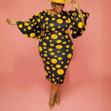 Flared Sleeve Sleeve Polka Dot Print Large Size Dress