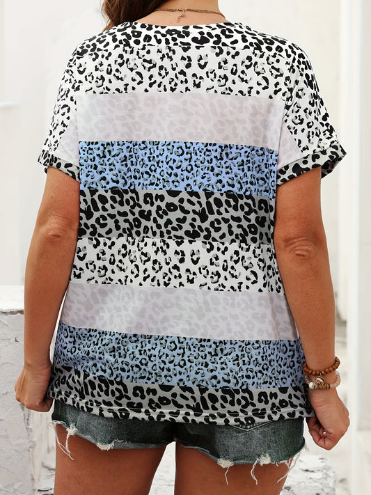 New Leopard Print Large Size Short Sleeve T-Shirt - Random Print