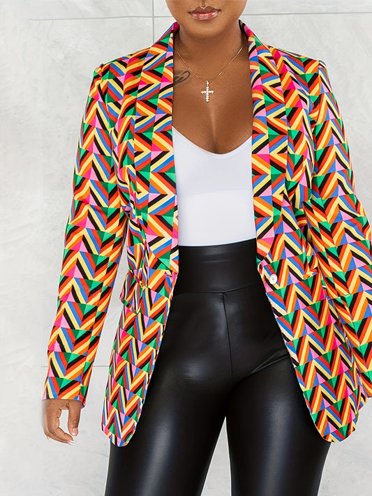 Colorful Fashion Casual Printed Stitching Cardigan Lapel Jacket