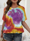 Oversized Loose Tie-Dye Short Sleeve T-Shirt Top