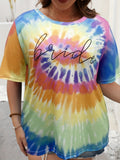 New multi-color tie-dye letter print large size short-sleeved T-shirt