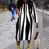 Vertical striped plus size dress