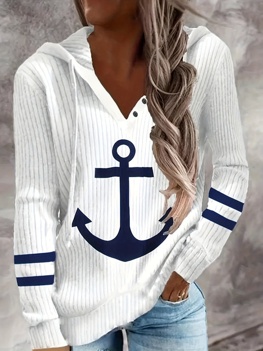 Casual long-sleeved drawstring hoodie