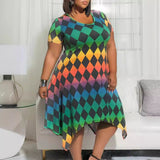 Crew neck print fashion plus size dress