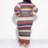 Crew neck long sleeve hip wrap slim fit plus size dress