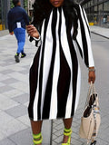 Vertical striped plus size dress