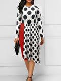 Floral Casual Print Patchwork O-Neck Long Sleeve Oversized Dress