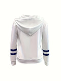 Casual long-sleeved drawstring hoodie