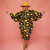 Flared Sleeve Sleeve Polka Dot Print Large Size Dress