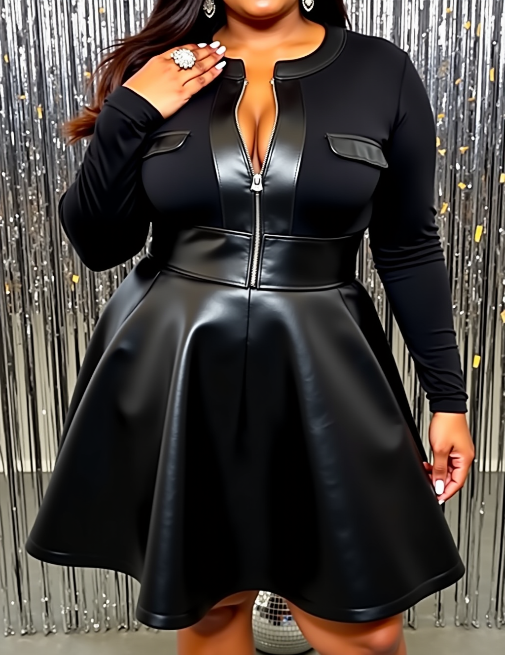 Long sleeve leather dress