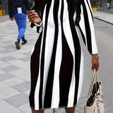 Vertical striped plus size dress