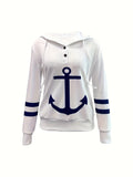 Casual long-sleeved drawstring hoodie